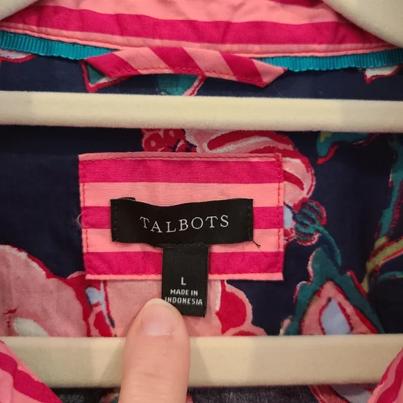 Talbots Cotton Bright Floral Long Sleeve Button Down Shirt - Picture 2 of 7